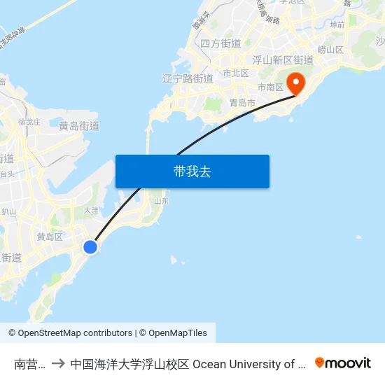 南营小区 to 中国海洋大学浮山校区 Ocean University of China (Fushan Campus) map