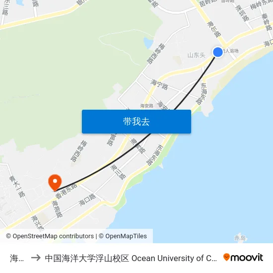 海尔路 to 中国海洋大学浮山校区 Ocean University of China (Fushan Campus) map