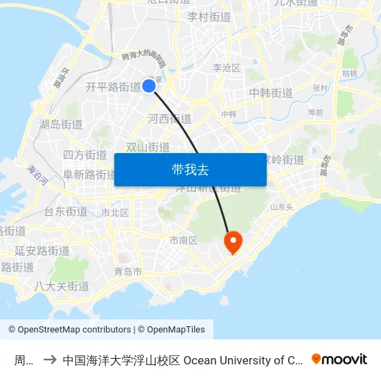 周口路 to 中国海洋大学浮山校区 Ocean University of China (Fushan Campus) map