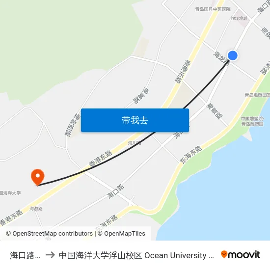 海口路海龙路 to 中国海洋大学浮山校区 Ocean University of China (Fushan Campus) map