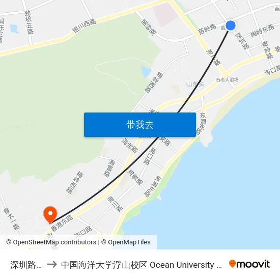 深圳路苗岭路 to 中国海洋大学浮山校区 Ocean University of China (Fushan Campus) map