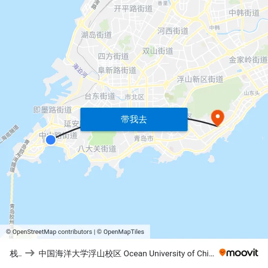 栈桥 to 中国海洋大学浮山校区 Ocean University of China (Fushan Campus) map