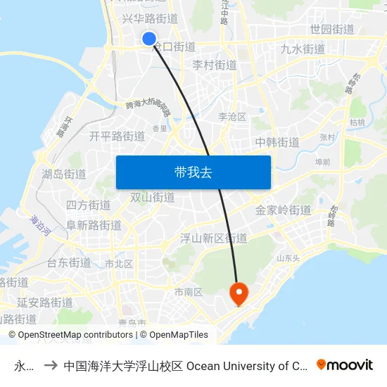 永平路 to 中国海洋大学浮山校区 Ocean University of China (Fushan Campus) map