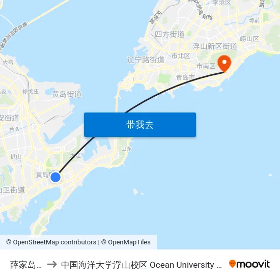 薛家岛办事处 to 中国海洋大学浮山校区 Ocean University of China (Fushan Campus) map