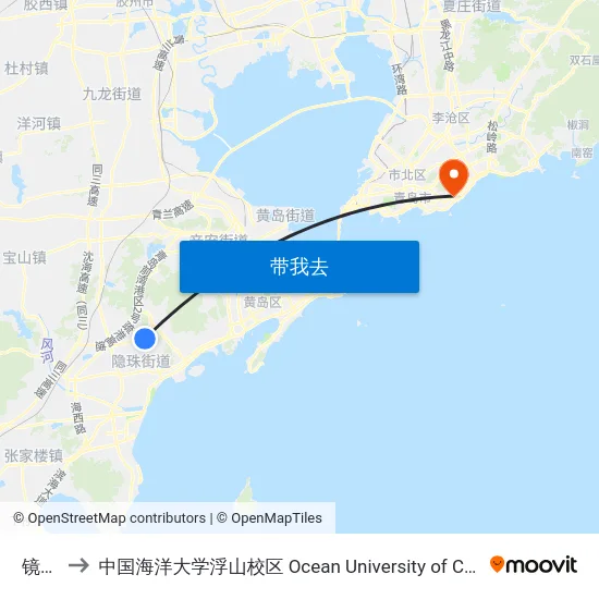 镜台山 to 中国海洋大学浮山校区 Ocean University of China (Fushan Campus) map