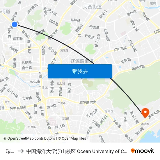 瑞昌路 to 中国海洋大学浮山校区 Ocean University of China (Fushan Campus) map