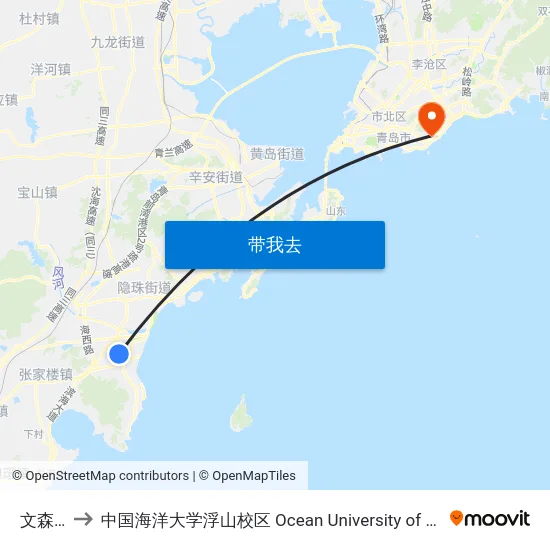 文森纺织 to 中国海洋大学浮山校区 Ocean University of China (Fushan Campus) map
