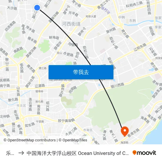 乐安路 to 中国海洋大学浮山校区 Ocean University of China (Fushan Campus) map