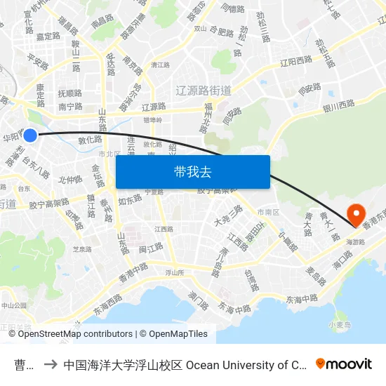 曹县路 to 中国海洋大学浮山校区 Ocean University of China (Fushan Campus) map