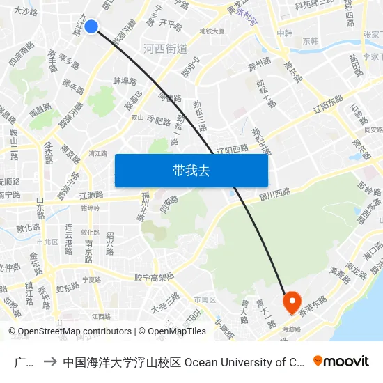 广丰路 to 中国海洋大学浮山校区 Ocean University of China (Fushan Campus) map