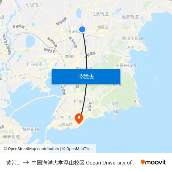 黄河三路 to 中国海洋大学浮山校区 Ocean University of China (Fushan Campus) map
