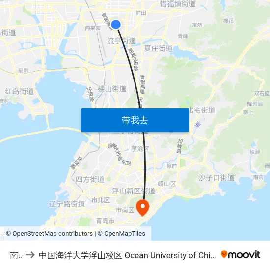 南疃 to 中国海洋大学浮山校区 Ocean University of China (Fushan Campus) map