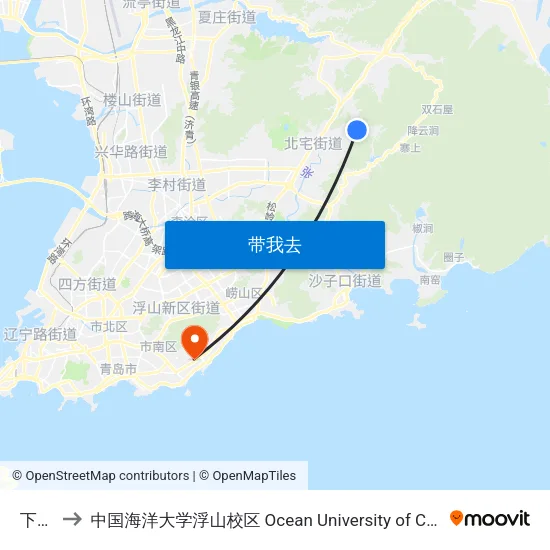 下葛场 to 中国海洋大学浮山校区 Ocean University of China (Fushan Campus) map