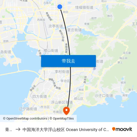 青威路 to 中国海洋大学浮山校区 Ocean University of China (Fushan Campus) map