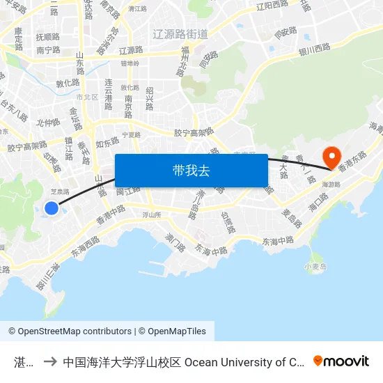 湛山寺 to 中国海洋大学浮山校区 Ocean University of China (Fushan Campus) map