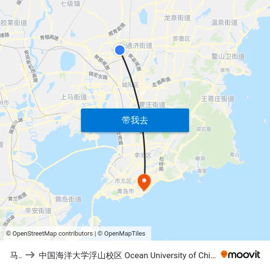 马山 to 中国海洋大学浮山校区 Ocean University of China (Fushan Campus) map