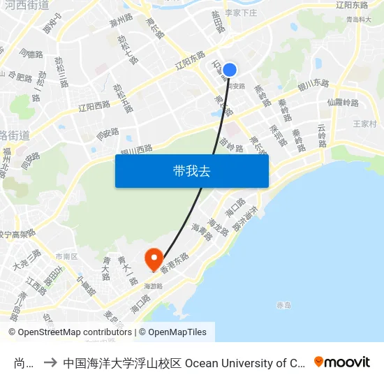 尚东区 to 中国海洋大学浮山校区 Ocean University of China (Fushan Campus) map