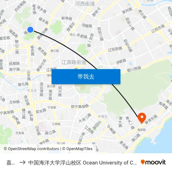 嘉定山 to 中国海洋大学浮山校区 Ocean University of China (Fushan Campus) map