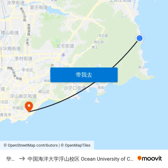 华严寺 to 中国海洋大学浮山校区 Ocean University of China (Fushan Campus) map