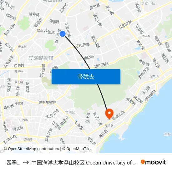 四季景园 to 中国海洋大学浮山校区 Ocean University of China (Fushan Campus) map