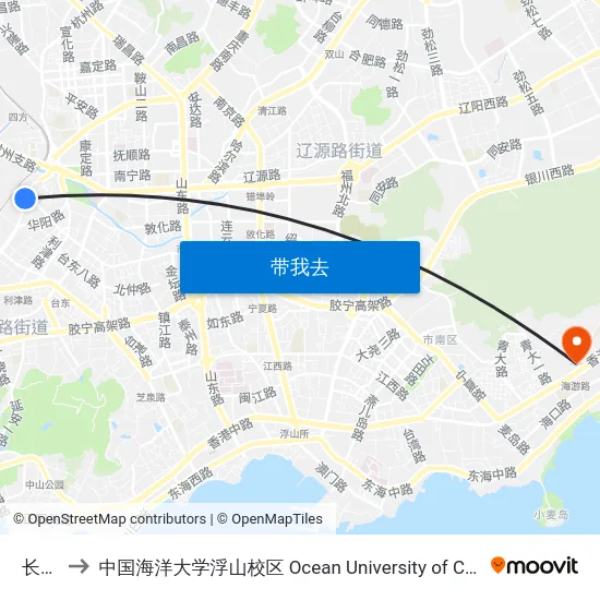 长春路 to 中国海洋大学浮山校区 Ocean University of China (Fushan Campus) map