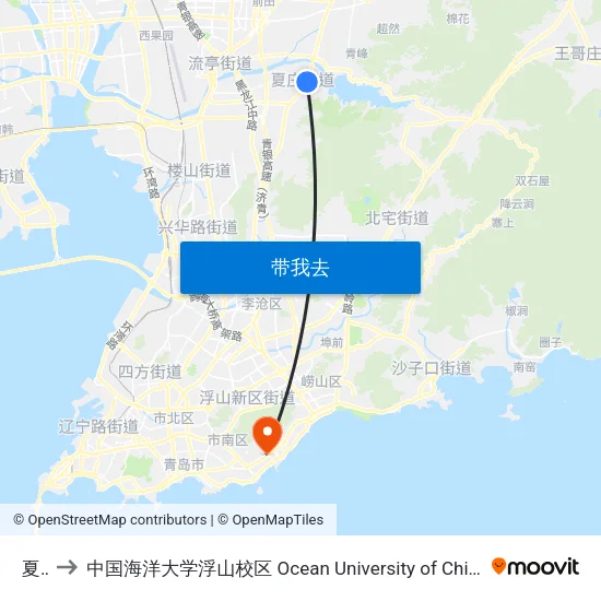 夏庄 to 中国海洋大学浮山校区 Ocean University of China (Fushan Campus) map