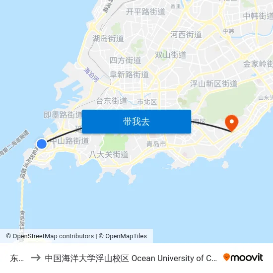 东平路 to 中国海洋大学浮山校区 Ocean University of China (Fushan Campus) map