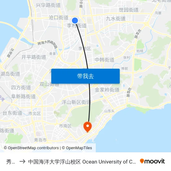 秀峰路 to 中国海洋大学浮山校区 Ocean University of China (Fushan Campus) map