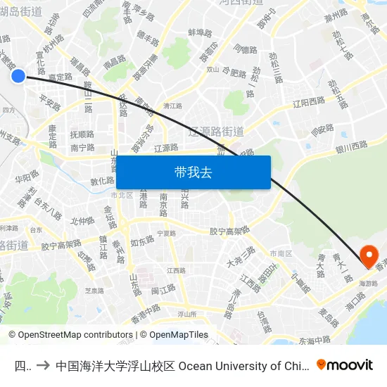 四方 to 中国海洋大学浮山校区 Ocean University of China (Fushan Campus) map