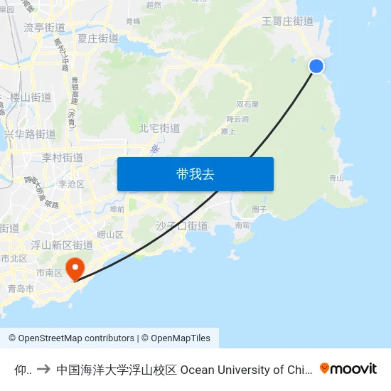 仰口 to 中国海洋大学浮山校区 Ocean University of China (Fushan Campus) map