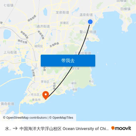 水泊 to 中国海洋大学浮山校区 Ocean University of China (Fushan Campus) map