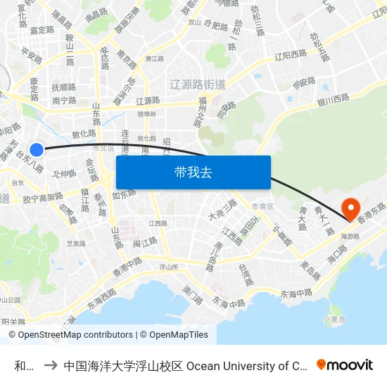 和兴路 to 中国海洋大学浮山校区 Ocean University of China (Fushan Campus) map