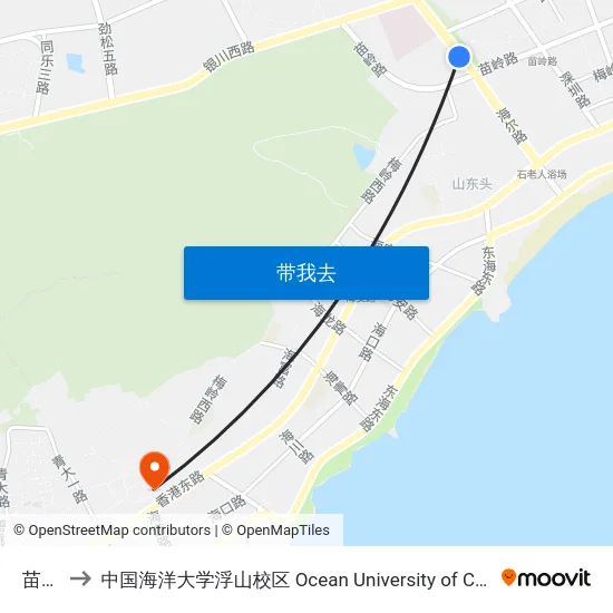 苗岭路 to 中国海洋大学浮山校区 Ocean University of China (Fushan Campus) map