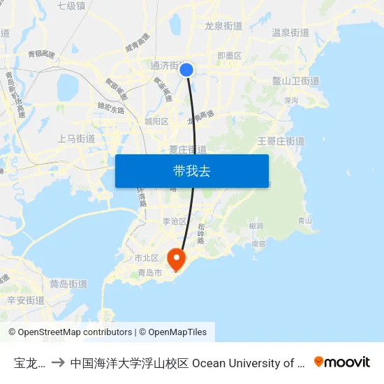 宝龙广场 to 中国海洋大学浮山校区 Ocean University of China (Fushan Campus) map