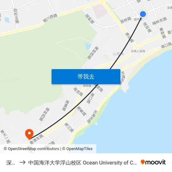 深圳路 to 中国海洋大学浮山校区 Ocean University of China (Fushan Campus) map