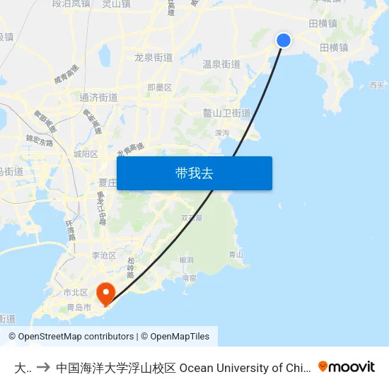 大桥 to 中国海洋大学浮山校区 Ocean University of China (Fushan Campus) map