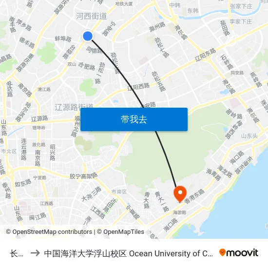 长沙路 to 中国海洋大学浮山校区 Ocean University of China (Fushan Campus) map