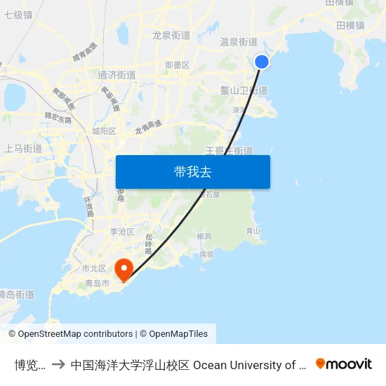 博览中心 to 中国海洋大学浮山校区 Ocean University of China (Fushan Campus) map