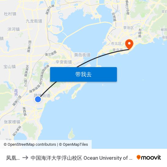 凤凰山路 to 中国海洋大学浮山校区 Ocean University of China (Fushan Campus) map