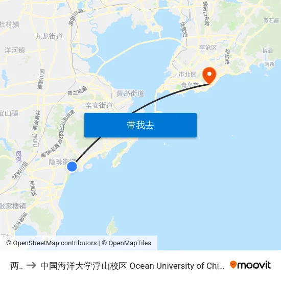 两河 to 中国海洋大学浮山校区 Ocean University of China (Fushan Campus) map