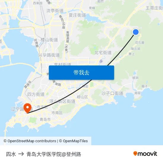 四水 to 青岛大学医学院@登州路 map
