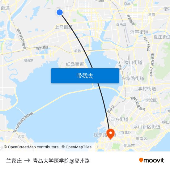 兰家庄 to 青岛大学医学院@登州路 map