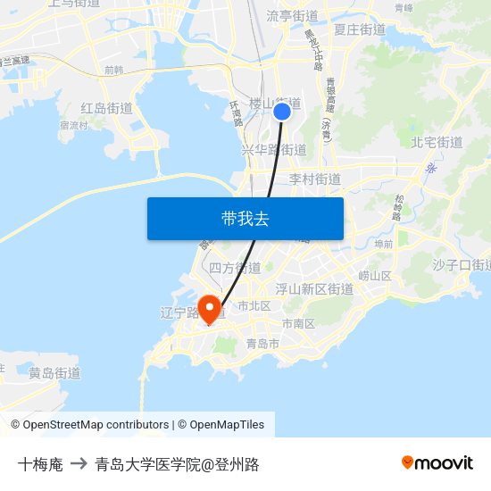 十梅庵 to 青岛大学医学院@登州路 map