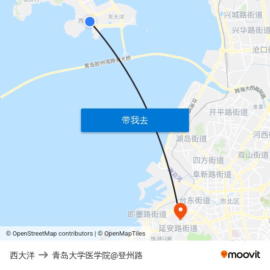 西大洋 to 青岛大学医学院@登州路 map