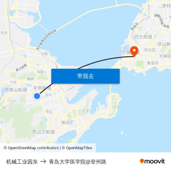 机械工业园东 to 青岛大学医学院@登州路 map