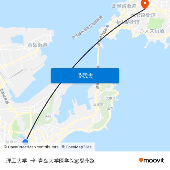 理工大学 to 青岛大学医学院@登州路 map