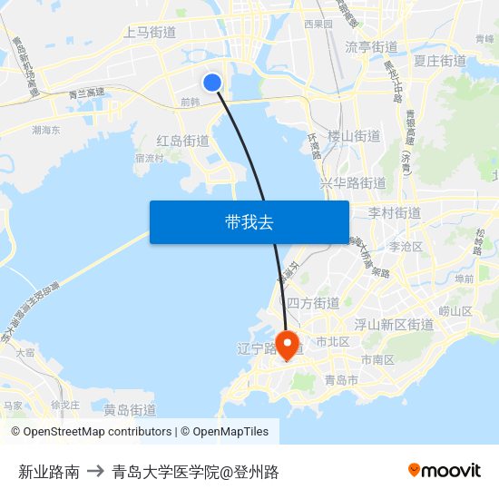 新业路南 to 青岛大学医学院@登州路 map