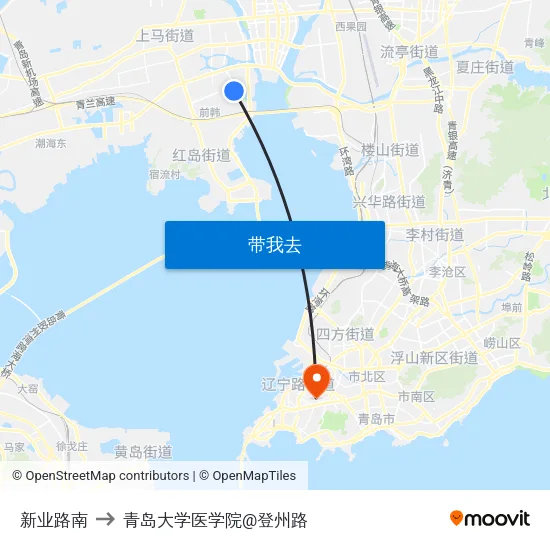 新业路南 to 青岛大学医学院@登州路 map