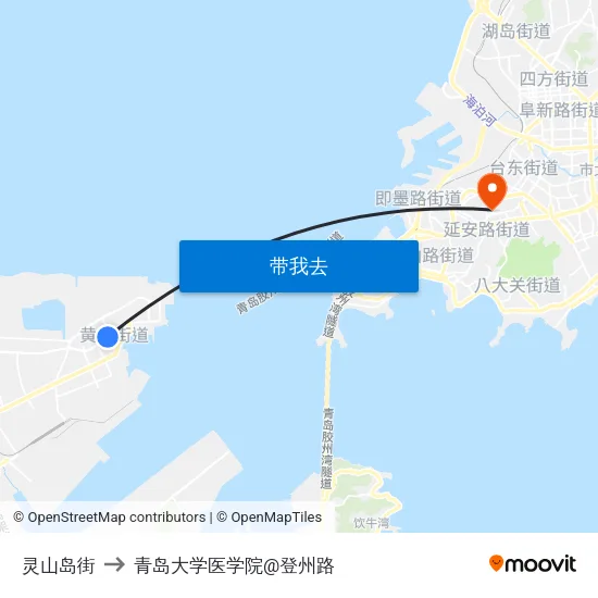 灵山岛街 to 青岛大学医学院@登州路 map
