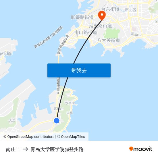 南庄二 to 青岛大学医学院@登州路 map